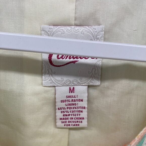 Candies Jacket Junior M Beige Pink Floral Full Zip Bomber Casual Romantic Boho - Picture 5 of 8